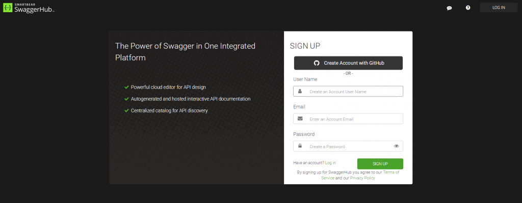 SwaggerHub 注册界面